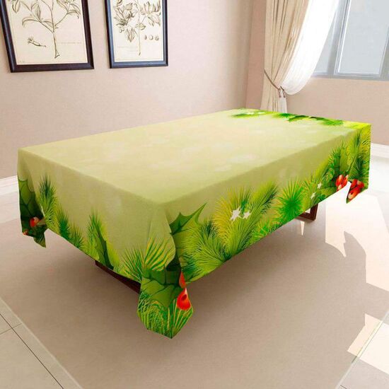 Новогодняя скатерть ширина 150 см Остролист 100% хлопок Mato®