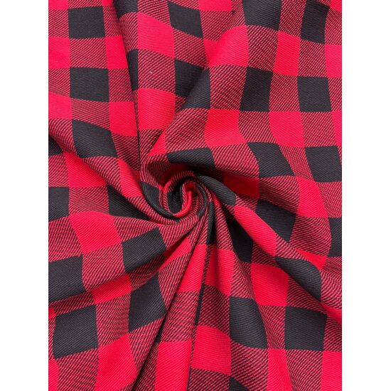 Джинс с начесом 100% хб мягкая утепленная для пижам, скатертей 150 см клетка красная черная в клетку 39022-1